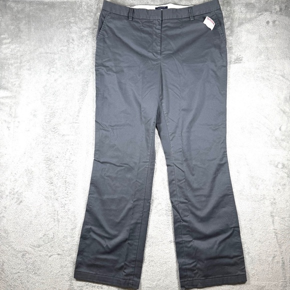 Lands’ End Women 16 Tall Fit 2 Trouser Leg Gray Dress Pants Stretch Work Career - Picture 1 of 10